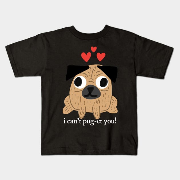 Cute Pug Valentine Kids T-Shirt by faiiryliite